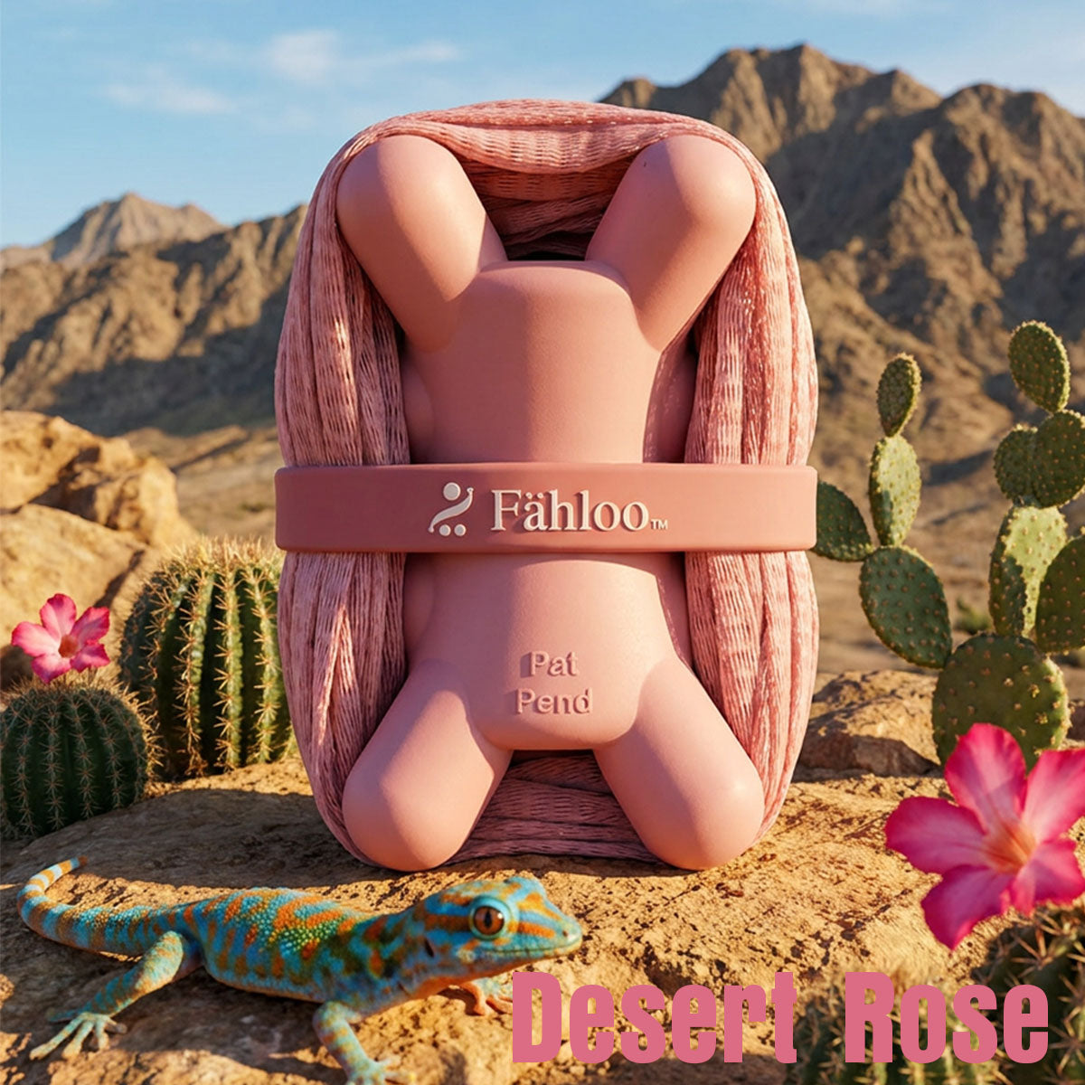Fähloo exfoliating bathing mesh in Desert Rose, bundled in its washcloth configuration